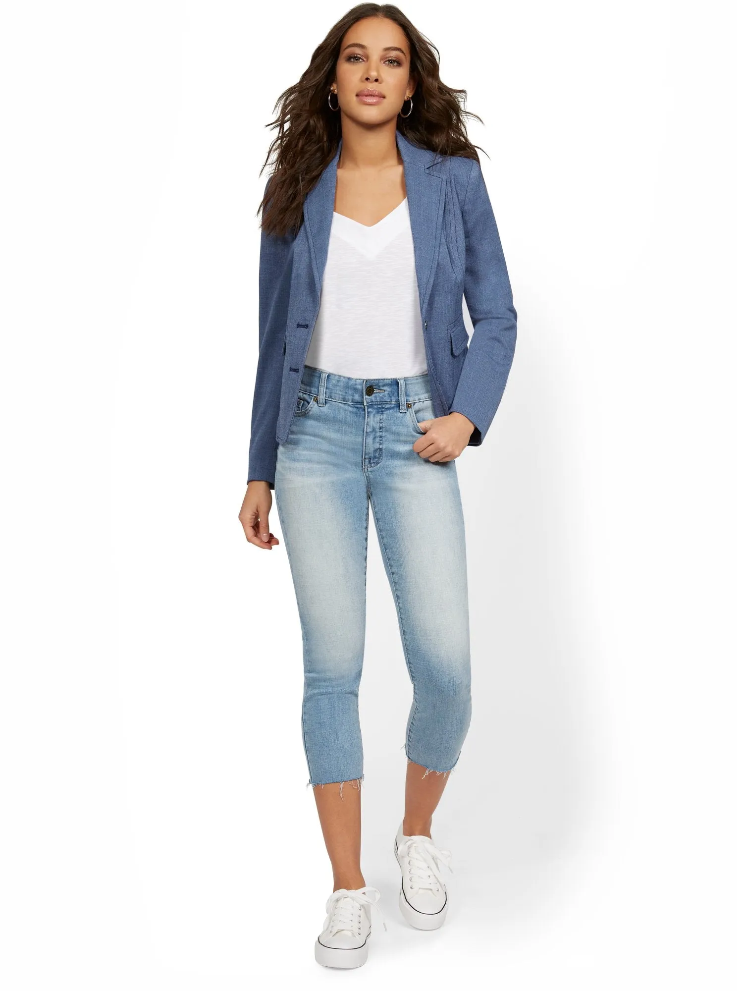 Mya Curvy High-Waisted Sculpting No Gap Super-Skinny Capri Jeans - Vector Blue
