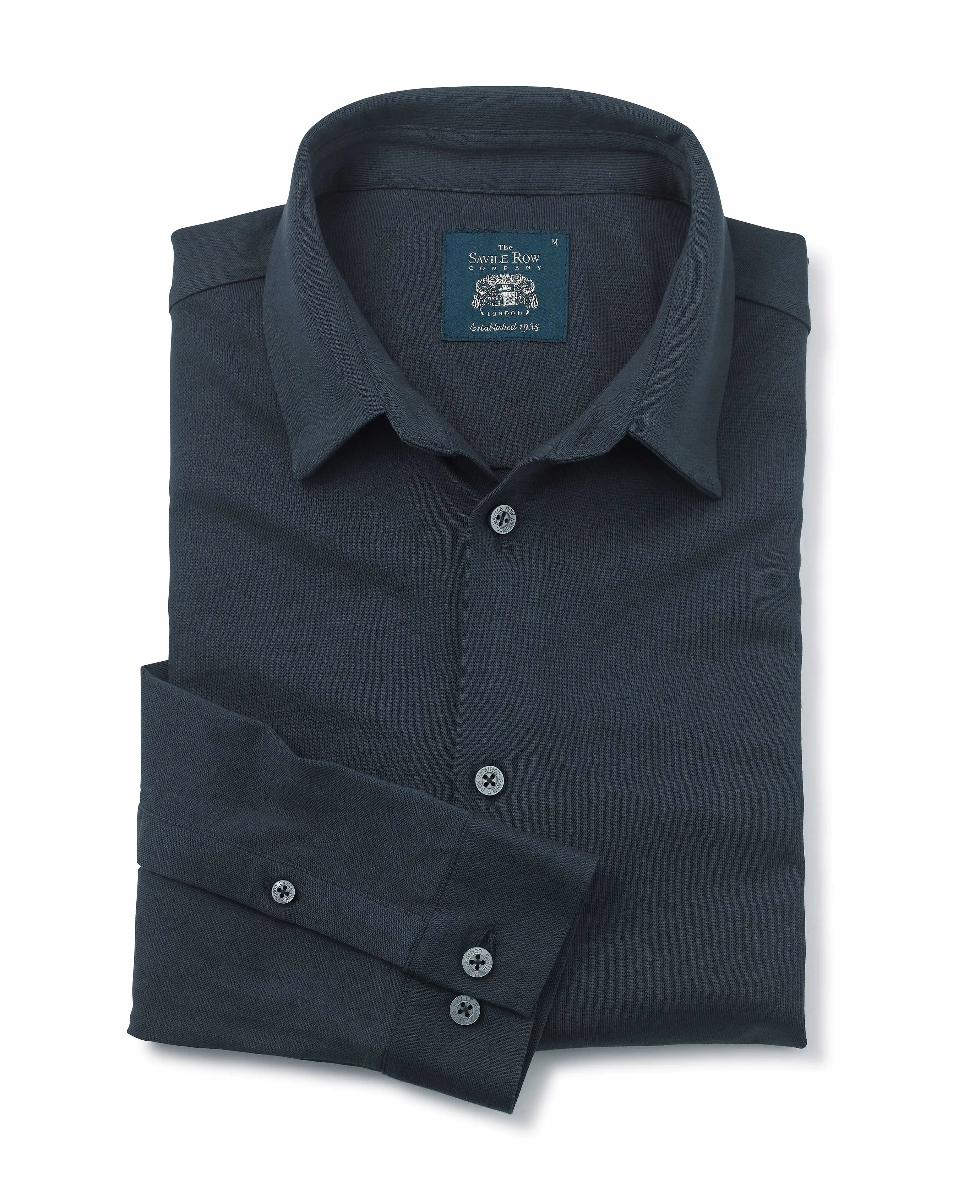 Navy Cotton Jersey Slim Fit Shirt