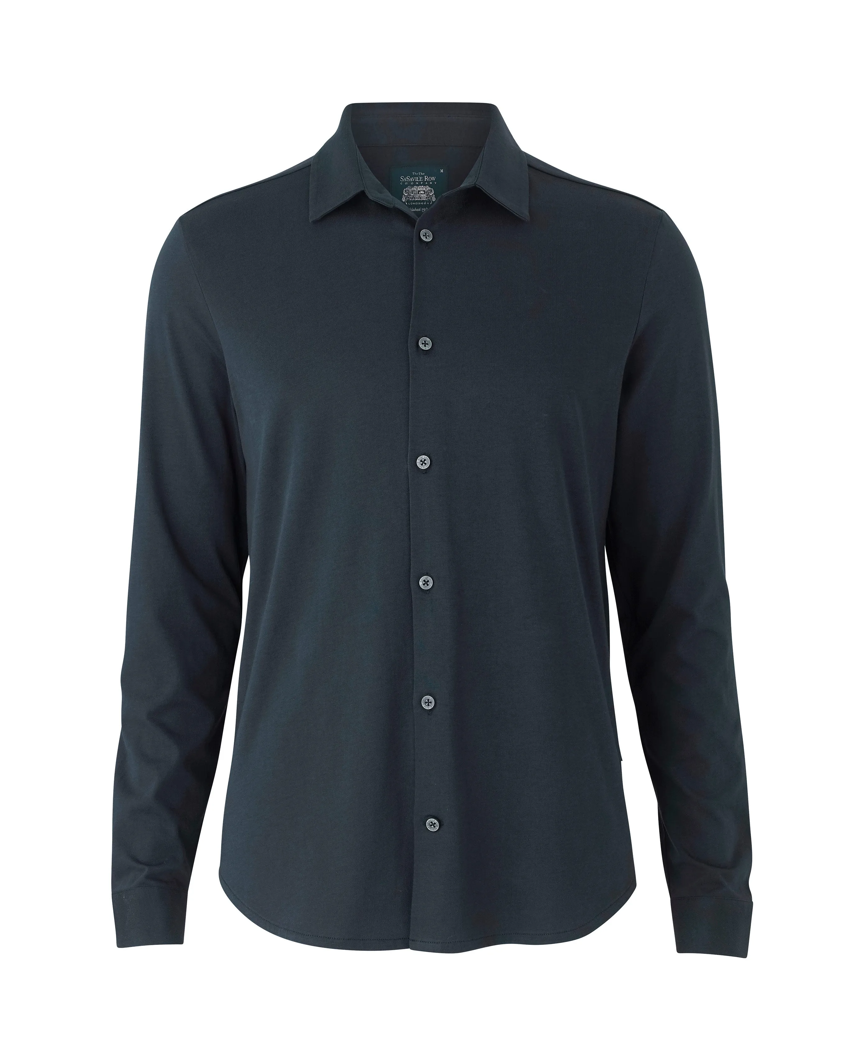 Navy Cotton Jersey Slim Fit Shirt
