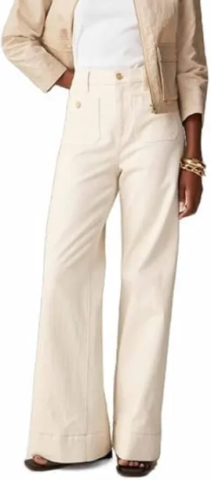 Oprah's Favorite Jeans Tummy Control Sailor Wide Leg Trouser Women's High Waisted Wide Leg Cropped Denim Pants