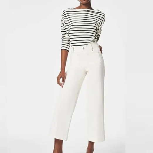 Oprah's Favorite Jeans Tummy Control Sailor Wide Leg Trouser Women's High Waisted Wide Leg Cropped Denim Pants