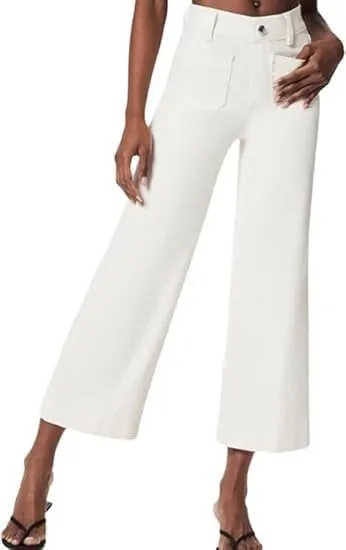 Oprah's Favorite Jeans Tummy Control Sailor Wide Leg Trouser Women's High Waisted Wide Leg Cropped Denim Pants