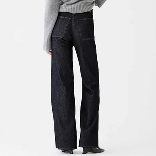 Oprah's Favorite Jeans Tummy Control Sailor Wide Leg Trouser Women's High Waisted Wide Leg Cropped Denim Pants