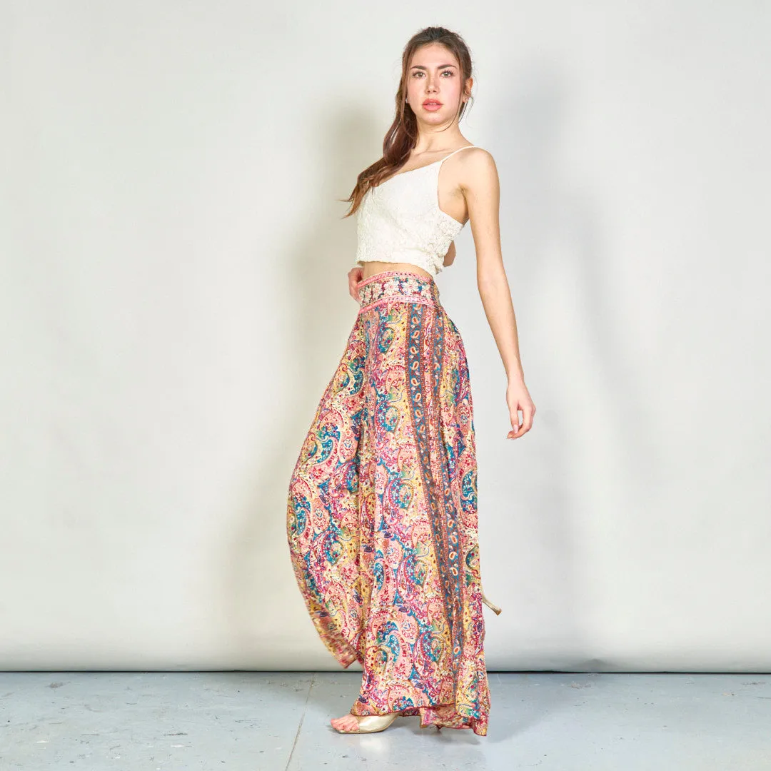 Paisley printed flowy trousers wholesale