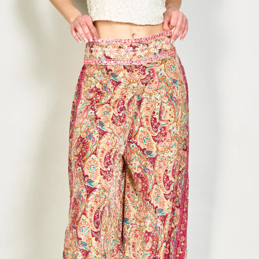 Paisley printed flowy trousers wholesale