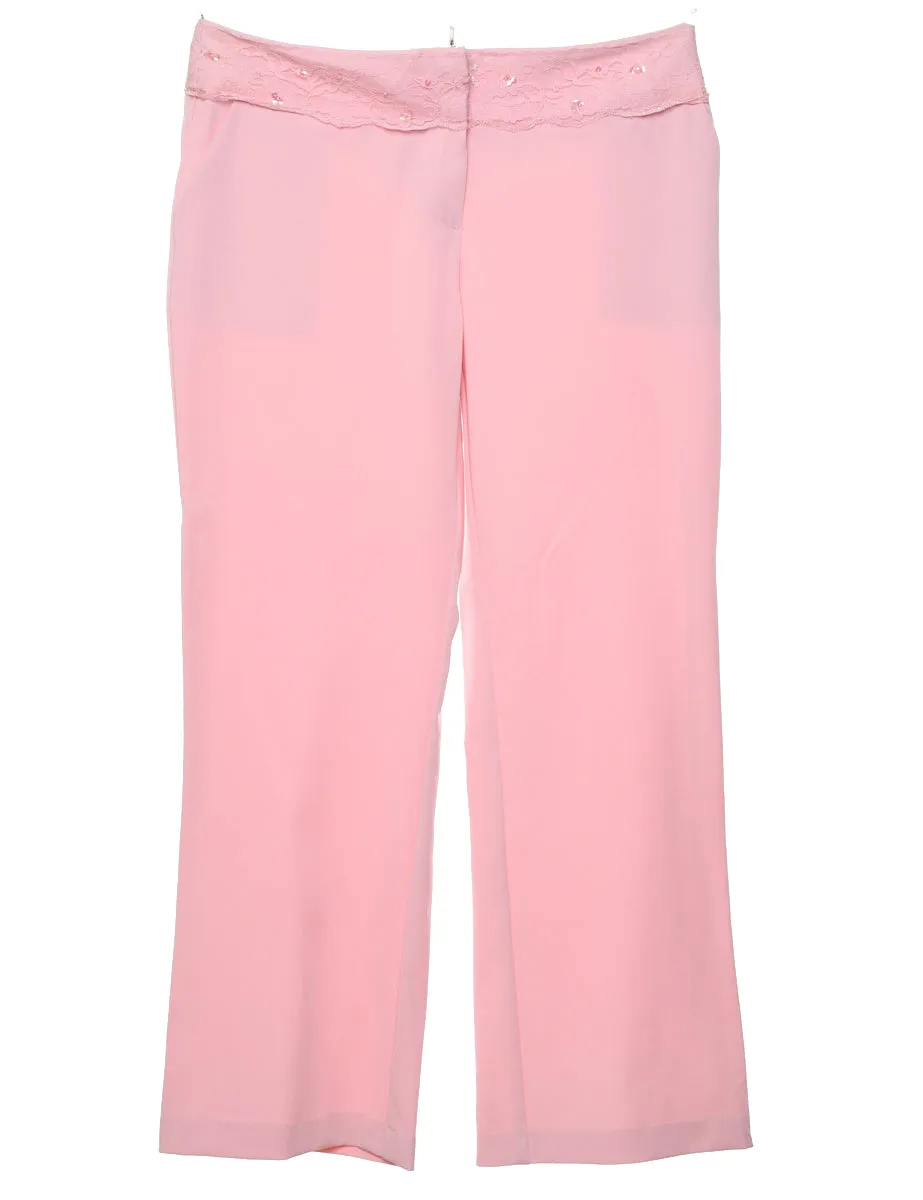 Pale Pink Sequins Trousers - W32 L28
