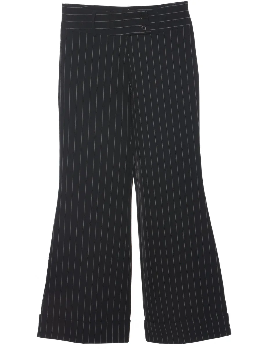 Pinstriped Flared Y2K Leg Trousers - W29 L32