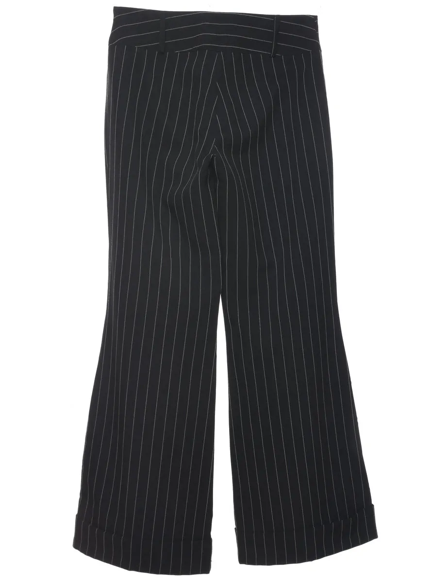 Pinstriped Flared Y2K Leg Trousers - W29 L32