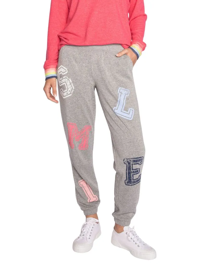 PJ Salvage Happy Things Smile Banded Pant - Heather Grey