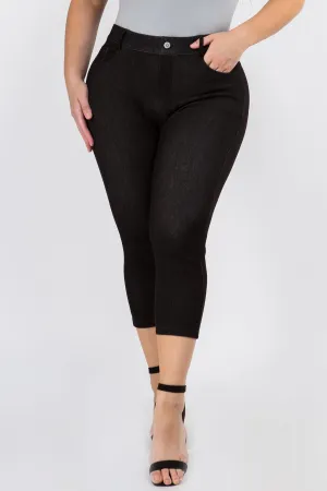 Plus Size High-Rise Capri 5-Pocket Jeggings