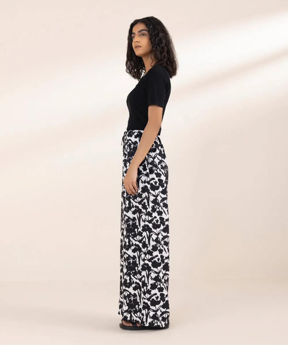 Printed Wide Leg Trousers