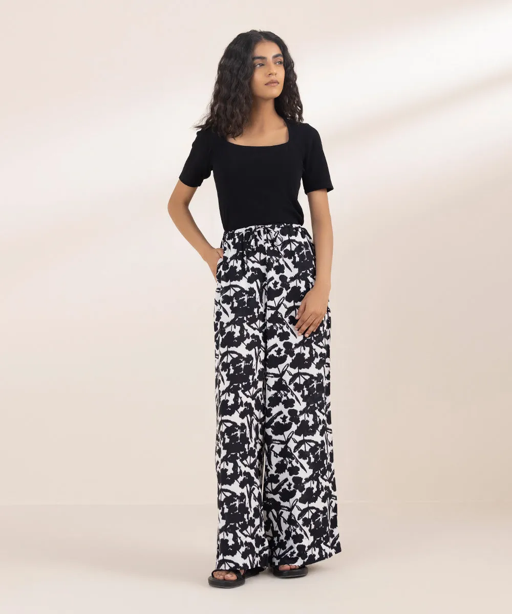 Printed Wide Leg Trousers