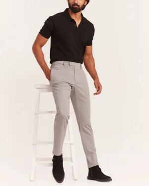 Tapered Fit Chinos With Straight Pockets - Grey