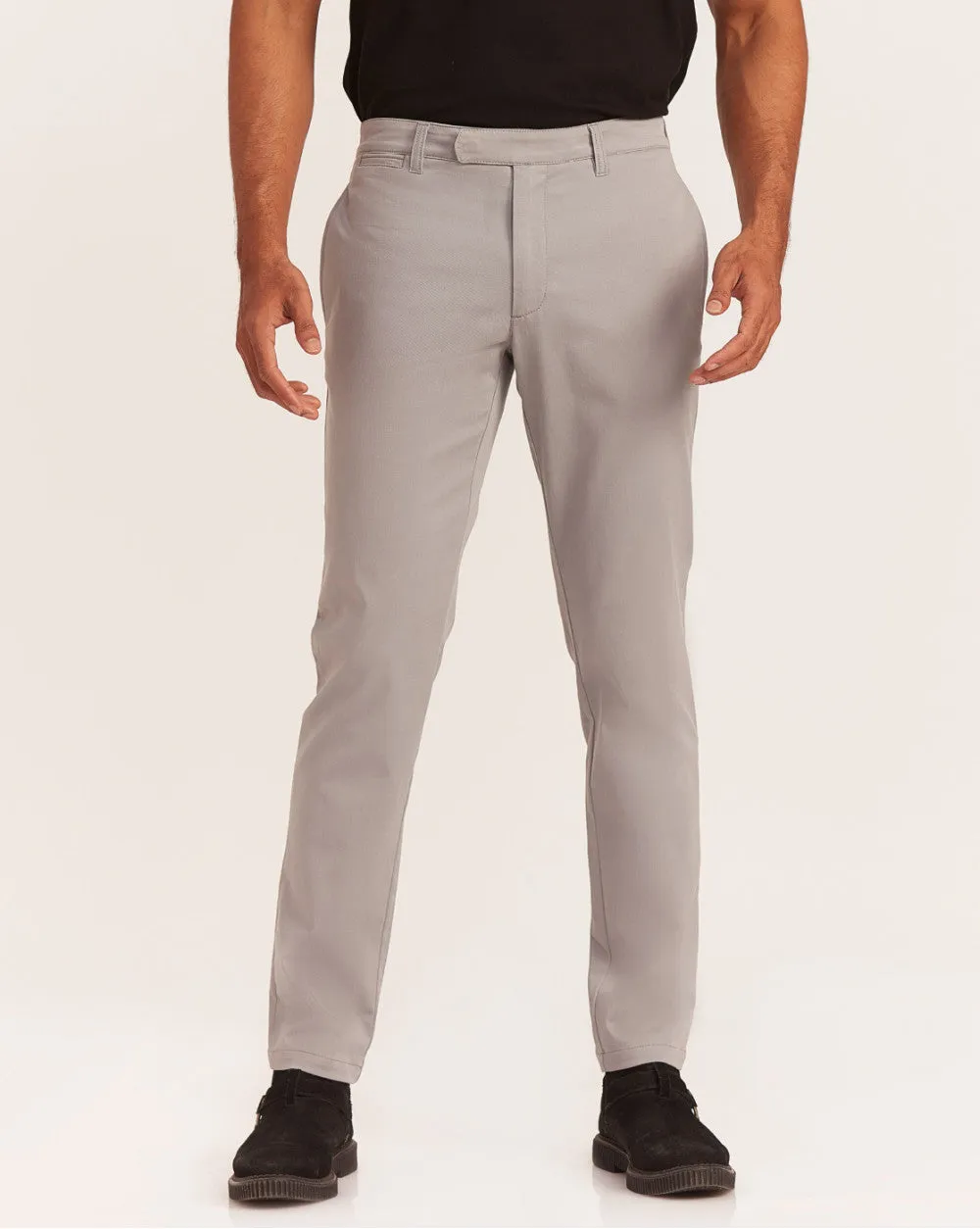 Tapered Fit Chinos With Straight Pockets - Grey