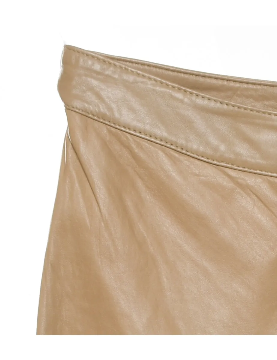 Tommy Hilfiger Light Brown Flared Leather Trousers - W32 L29