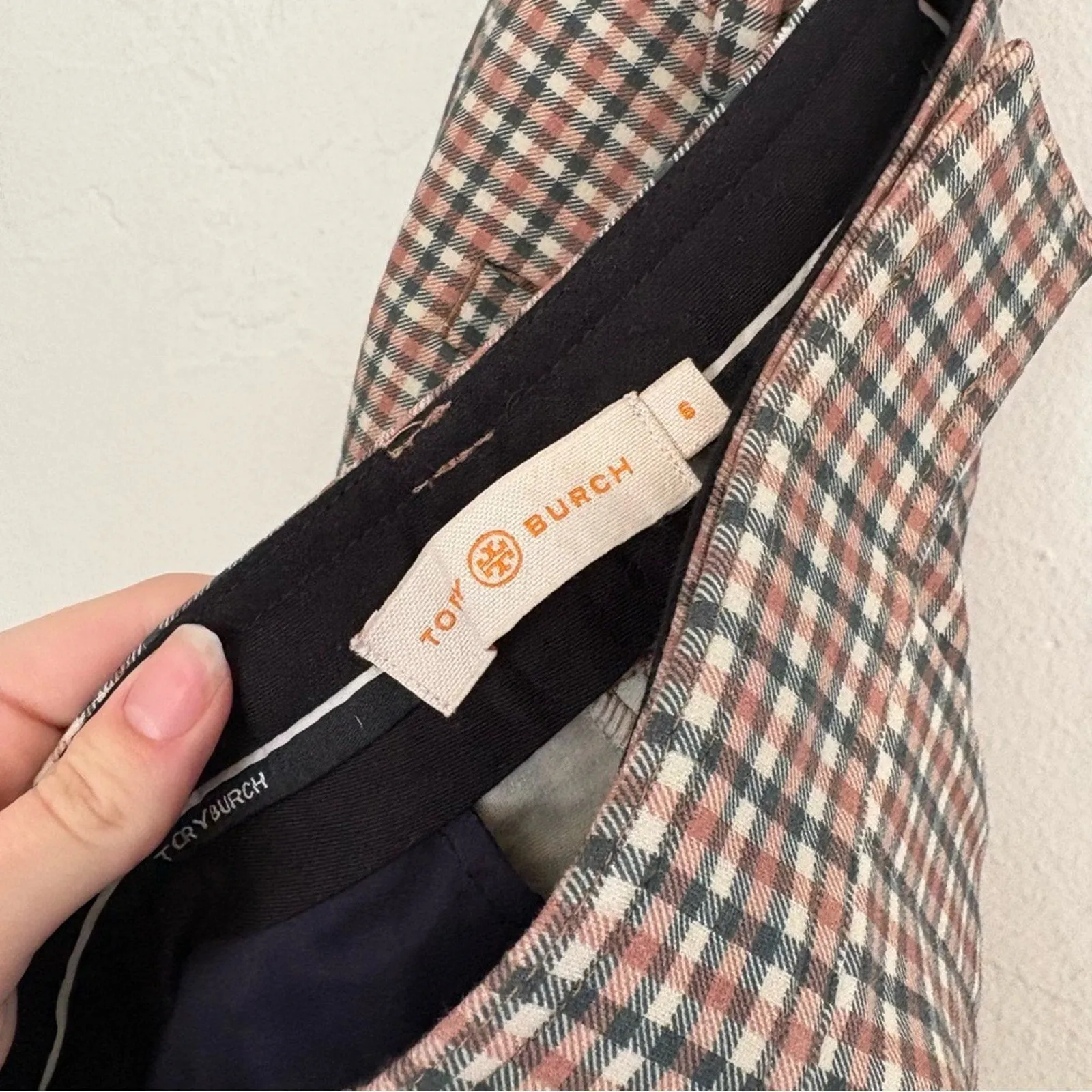 Tory Burch Martin’s Tinsley Plaid Tuxedo Stripe High Rise Ankle Cropped Trousers (6)