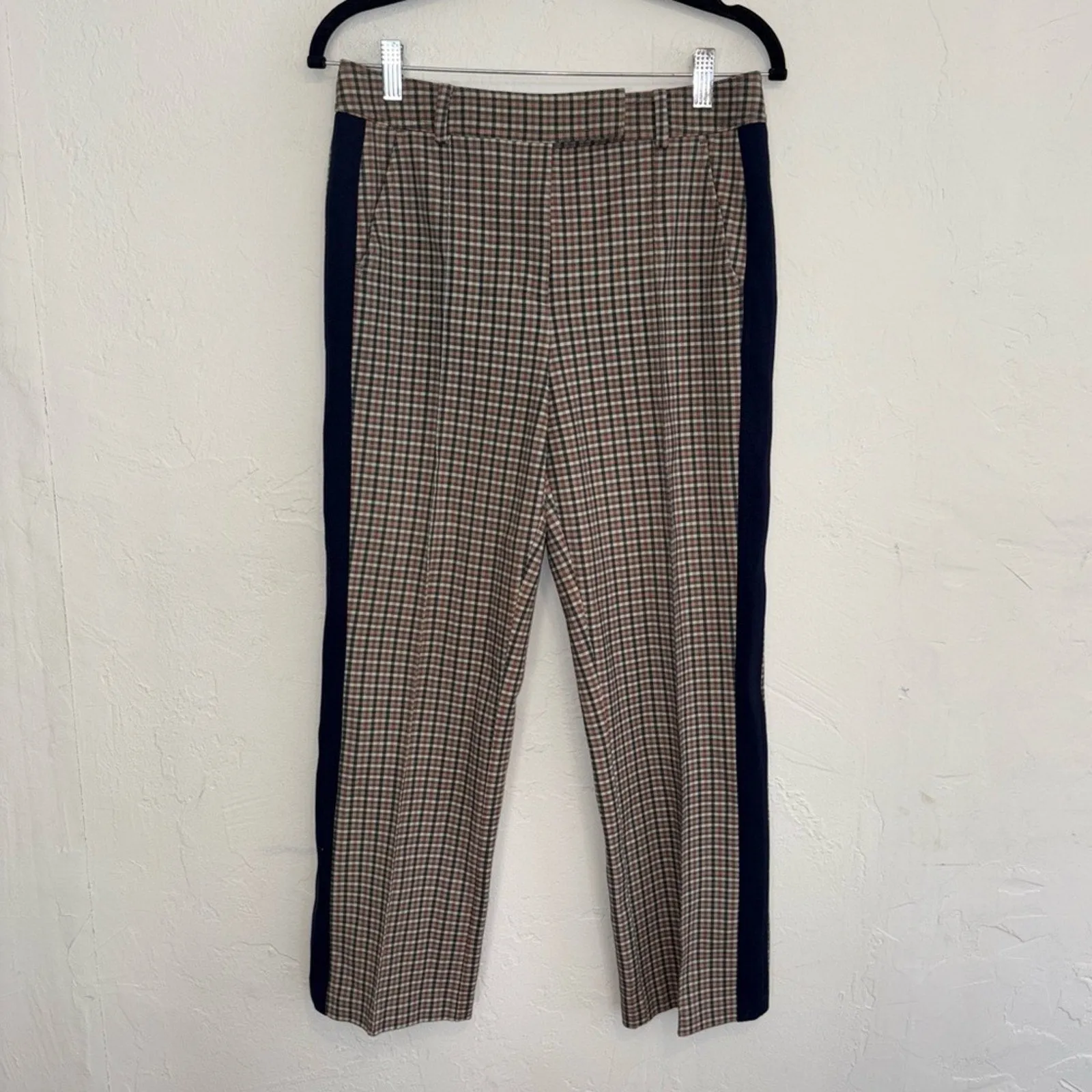 Tory Burch Martin’s Tinsley Plaid Tuxedo Stripe High Rise Ankle Cropped Trousers (6)