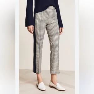 Tory Burch Martin’s Tinsley Plaid Tuxedo Stripe High Rise Ankle Cropped Trousers (6)