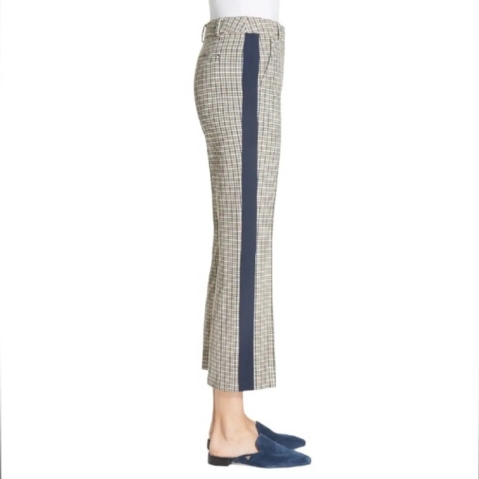 Tory Burch Martin’s Tinsley Plaid Tuxedo Stripe High Rise Ankle Cropped Trousers (6)