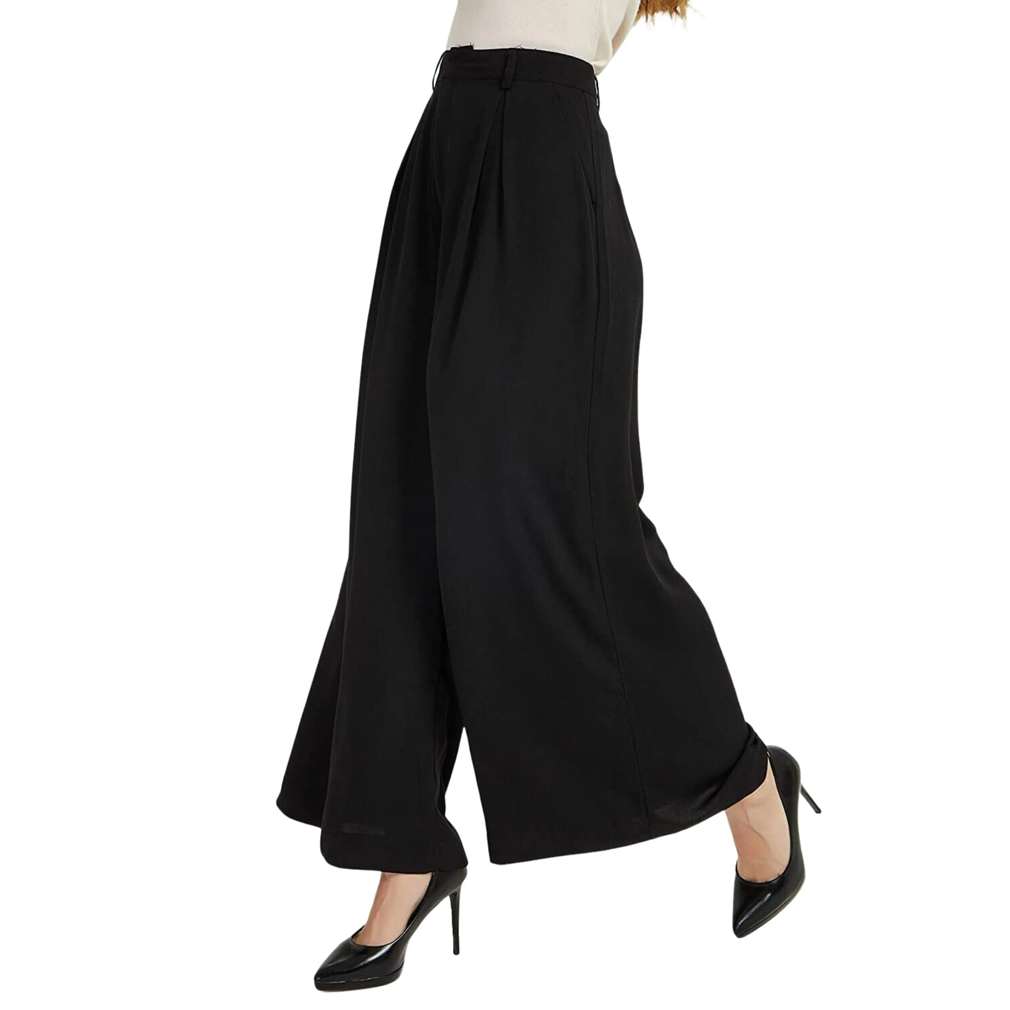 TRONJORI - High Waist Casual Wide Leg Long Palazzo Pants Trousers