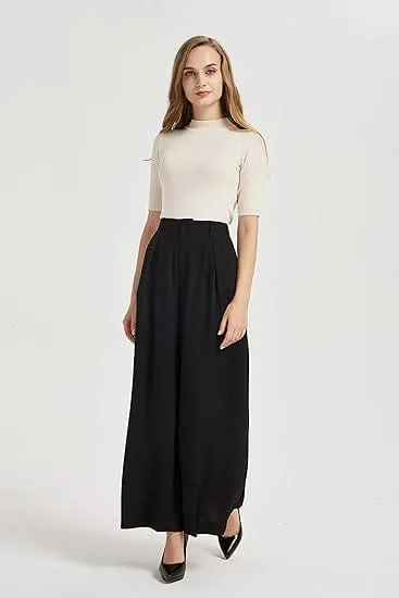 TRONJORI - High Waist Casual Wide Leg Long Palazzo Pants Trousers
