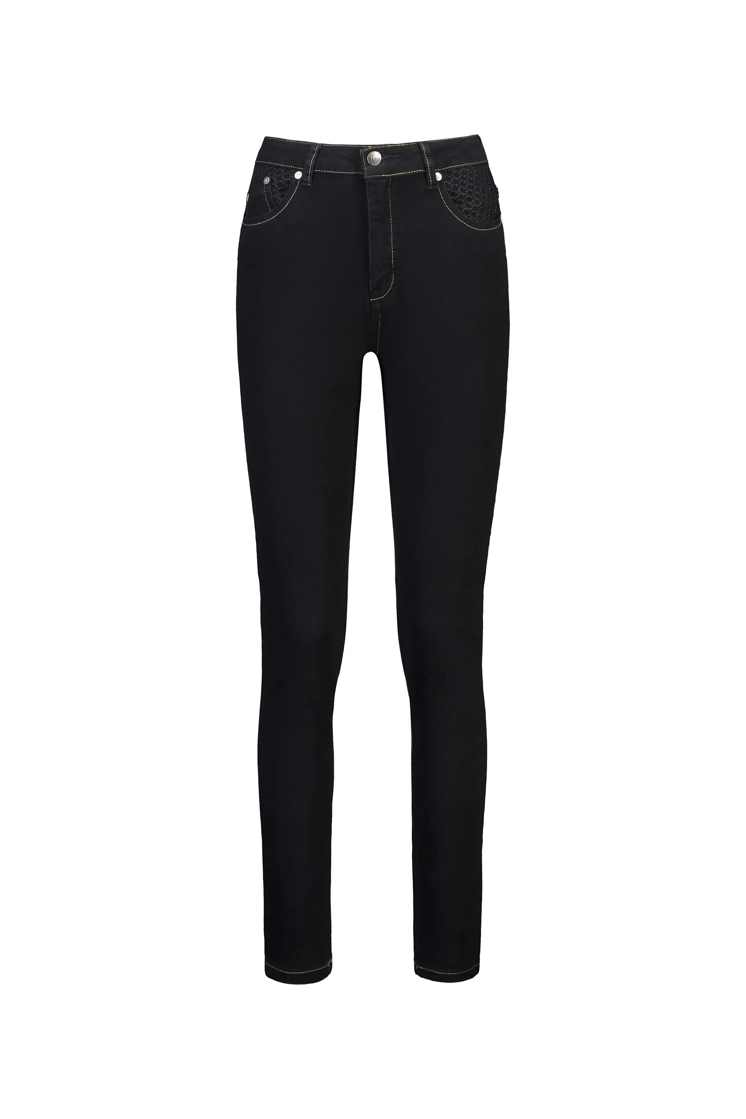 Vassalli - Skinny Leg Full Length Basket Weave Jean-Black