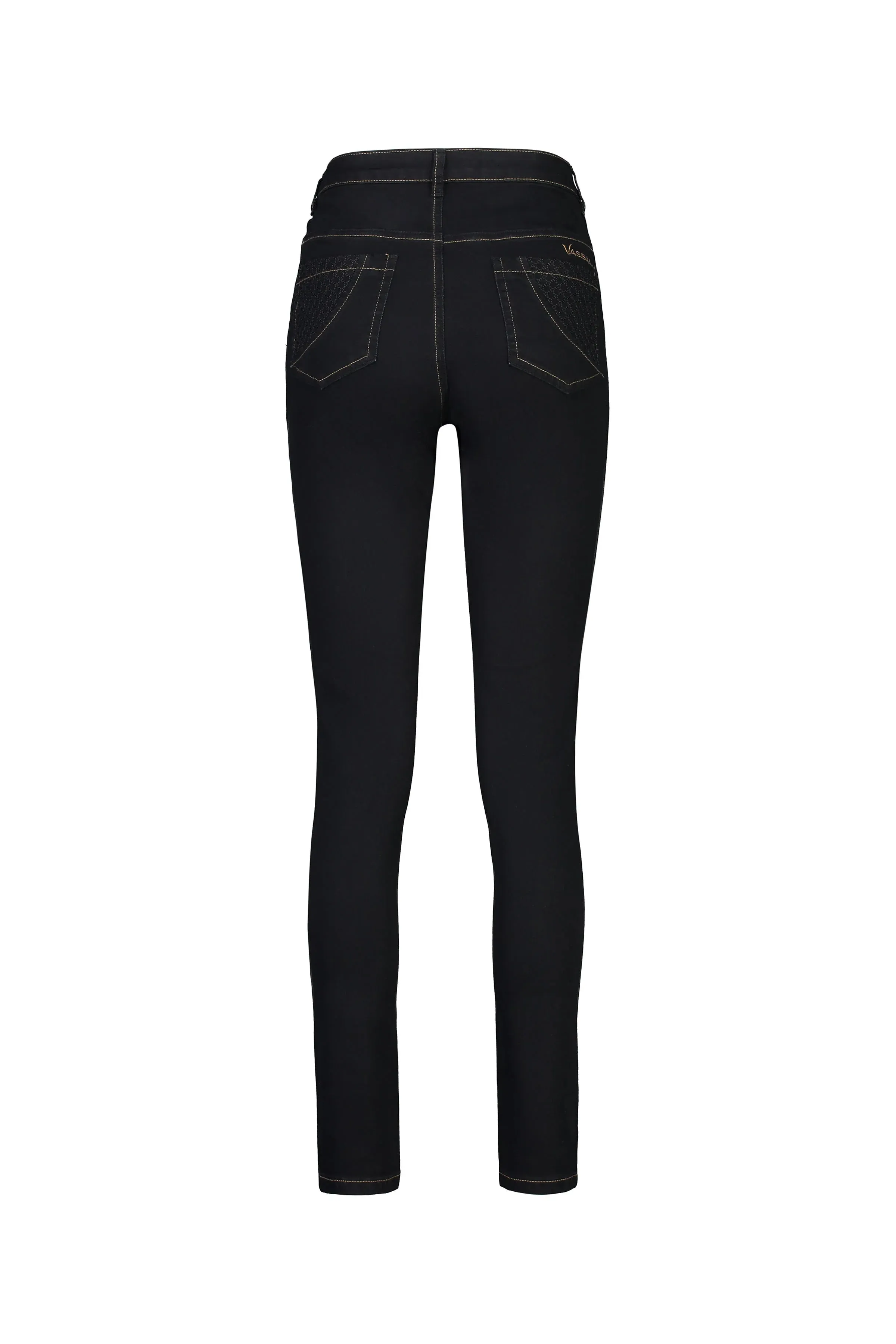 Vassalli - Skinny Leg Full Length Basket Weave Jean-Black