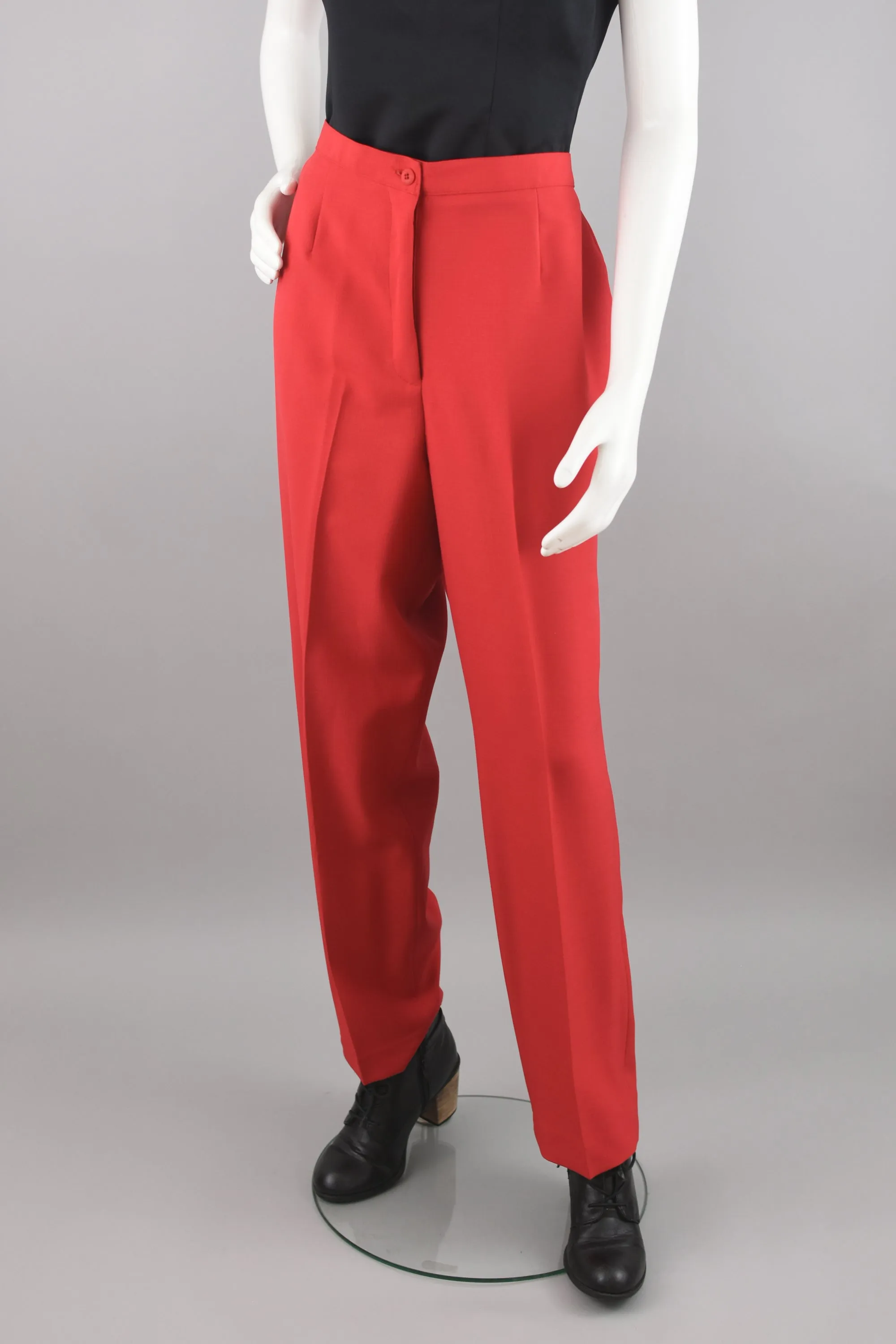 Vintage 90s Red High Waist Dress Pants Size 14, 32" Waist