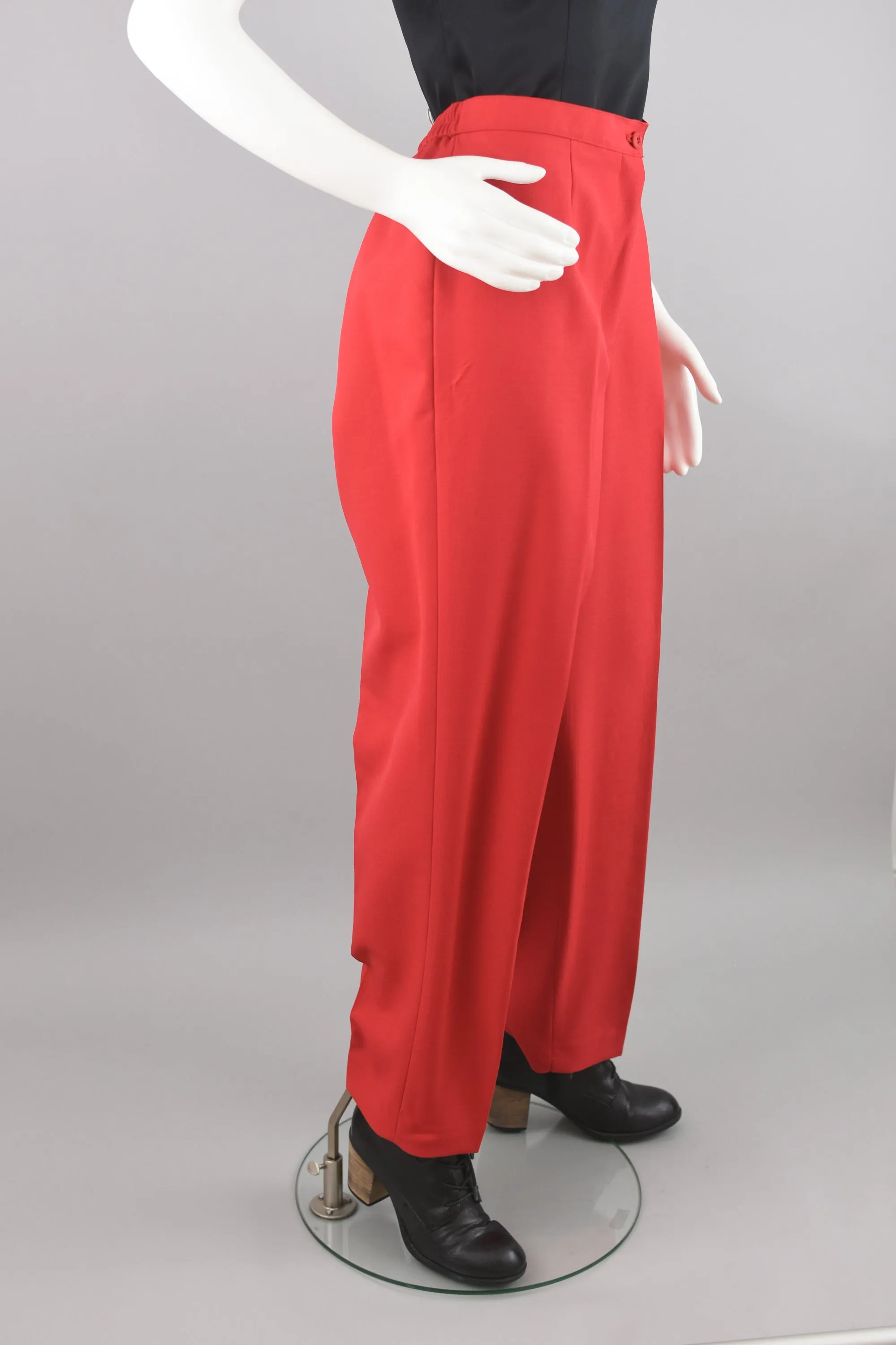 Vintage 90s Red High Waist Dress Pants Size 14, 32" Waist