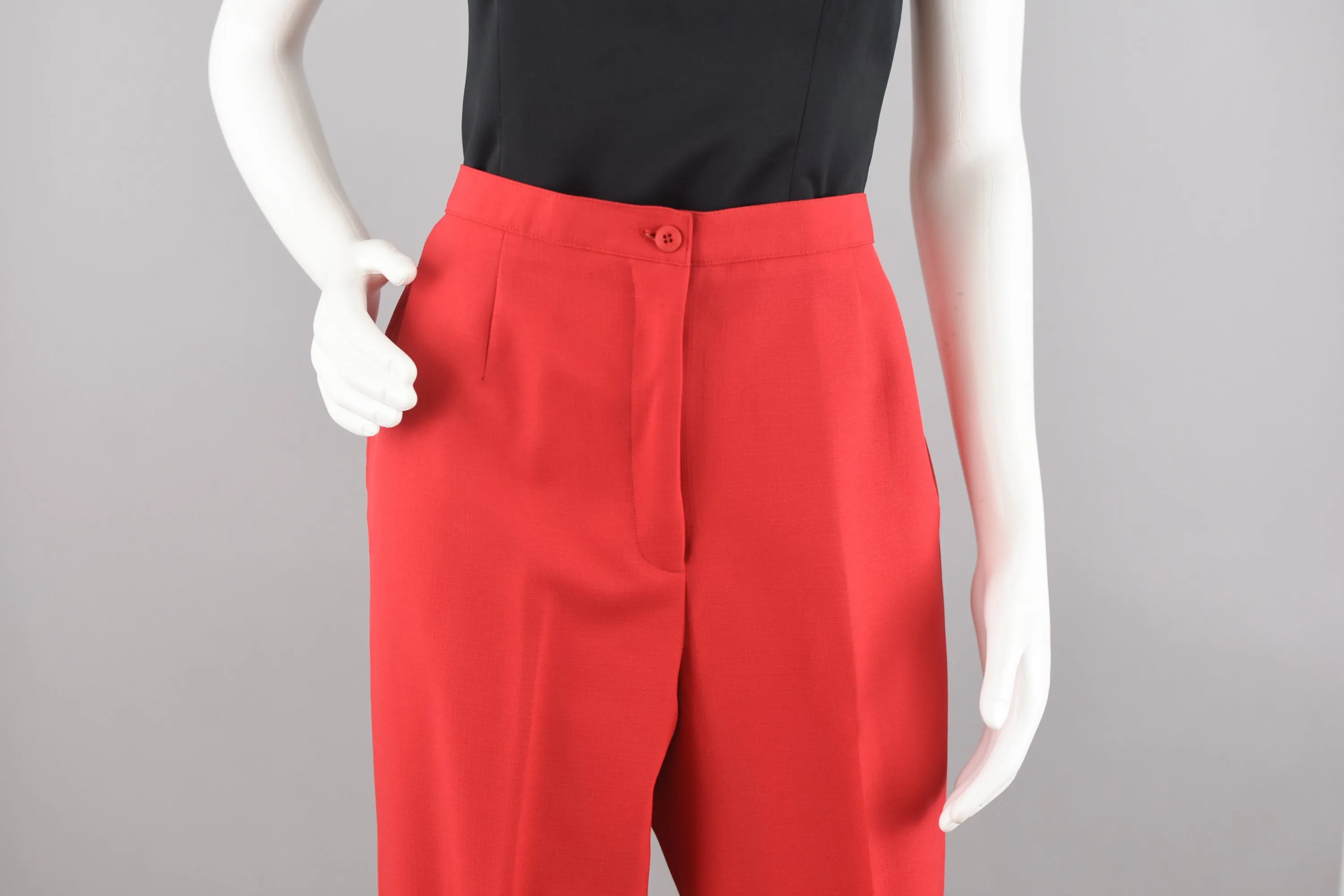 Vintage 90s Red High Waist Dress Pants Size 14, 32" Waist