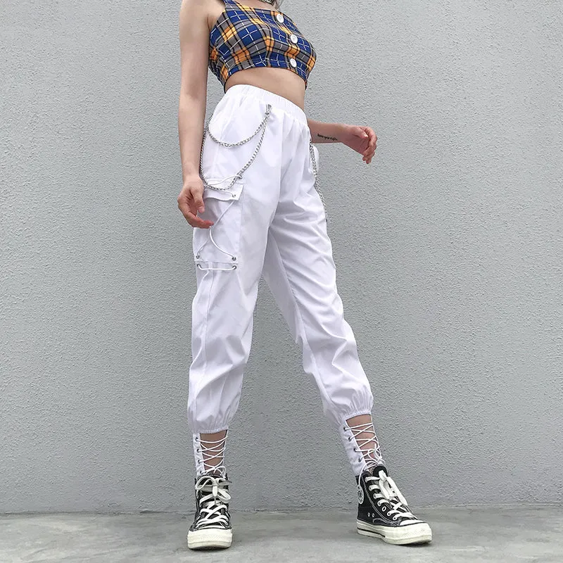 White Tie Lace Joggers
