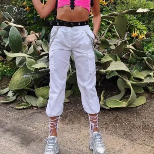 White Tie Lace Joggers