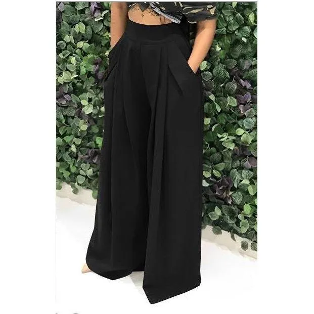 Wide Leg High Waisted Flowy Trousers