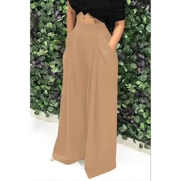 Wide Leg High Waisted Flowy Trousers
