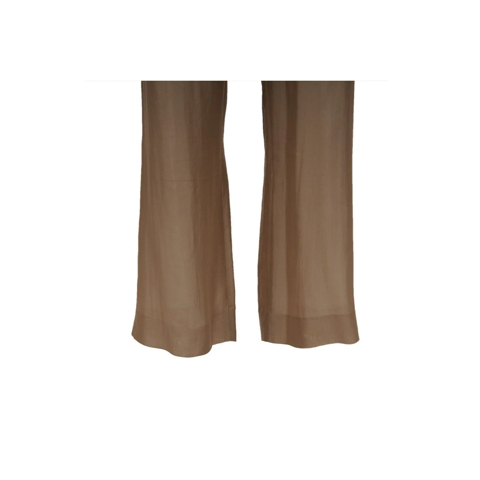 Wide Zipped Pants US 8 IT 44 Brown Silk Flowy Trousers