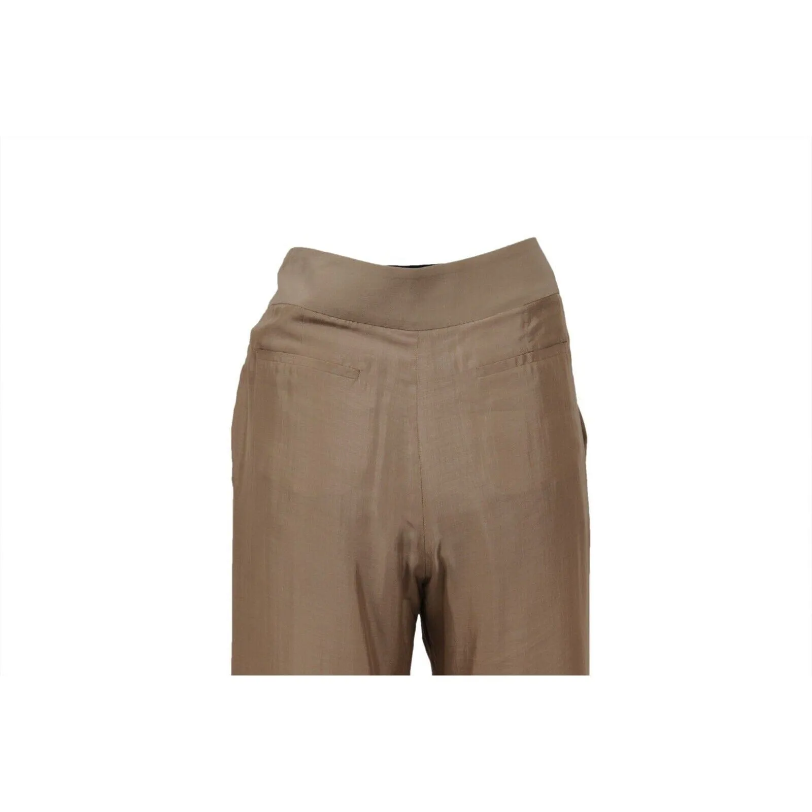 Wide Zipped Pants US 8 IT 44 Brown Silk Flowy Trousers