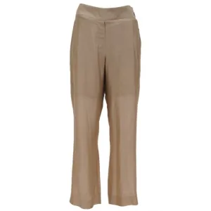 Wide Zipped Pants US 8 IT 44 Brown Silk Flowy Trousers