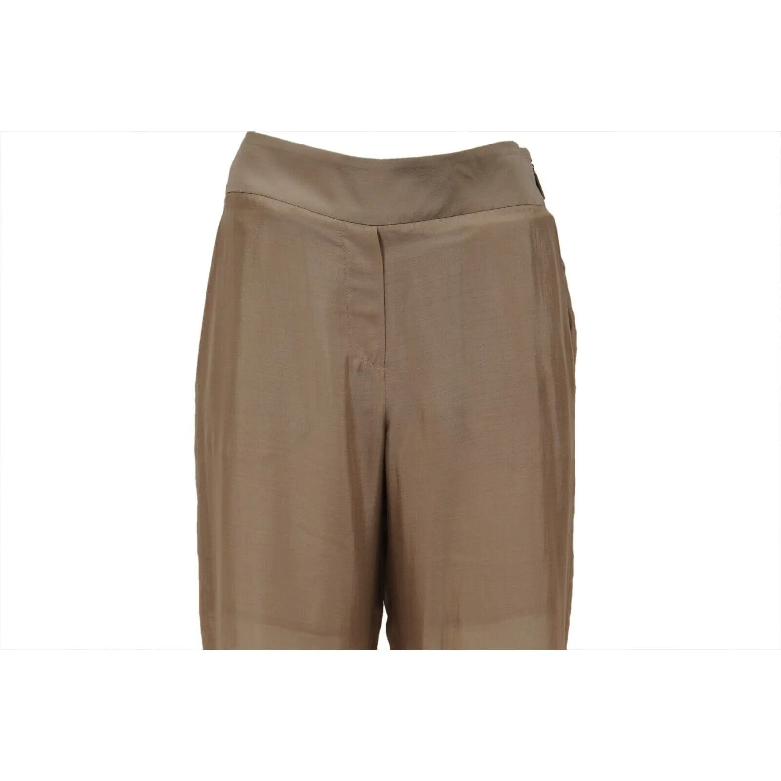 Wide Zipped Pants US 8 IT 44 Brown Silk Flowy Trousers