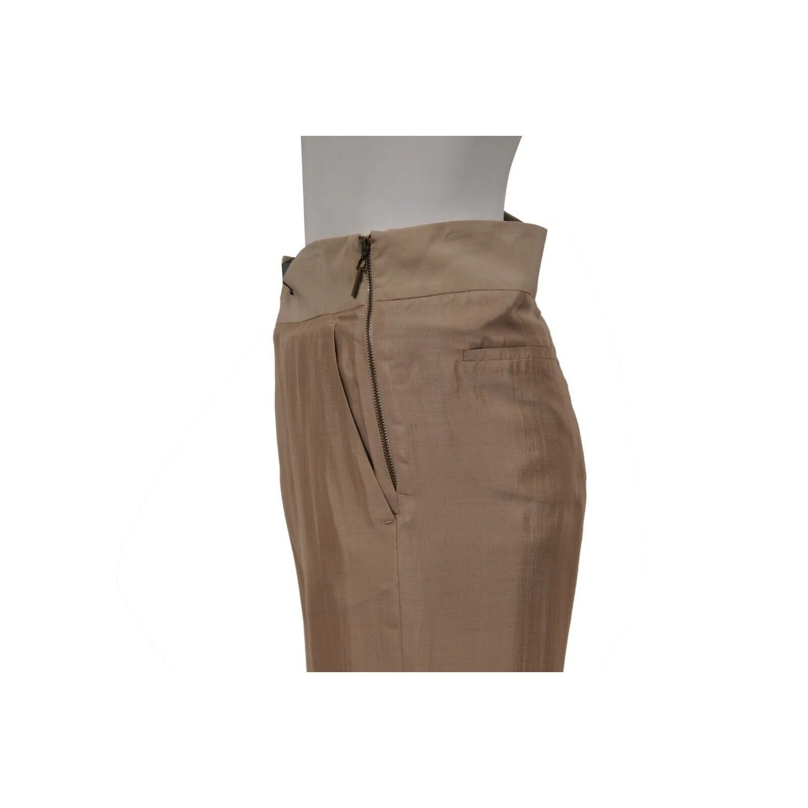 Wide Zipped Pants US 8 IT 44 Brown Silk Flowy Trousers