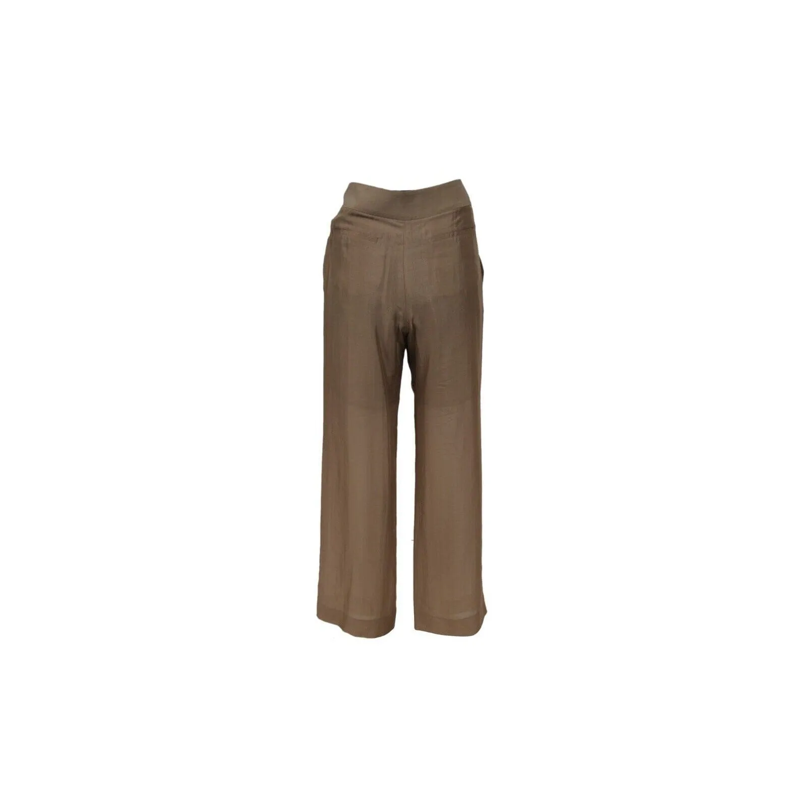 Wide Zipped Pants US 8 IT 44 Brown Silk Flowy Trousers