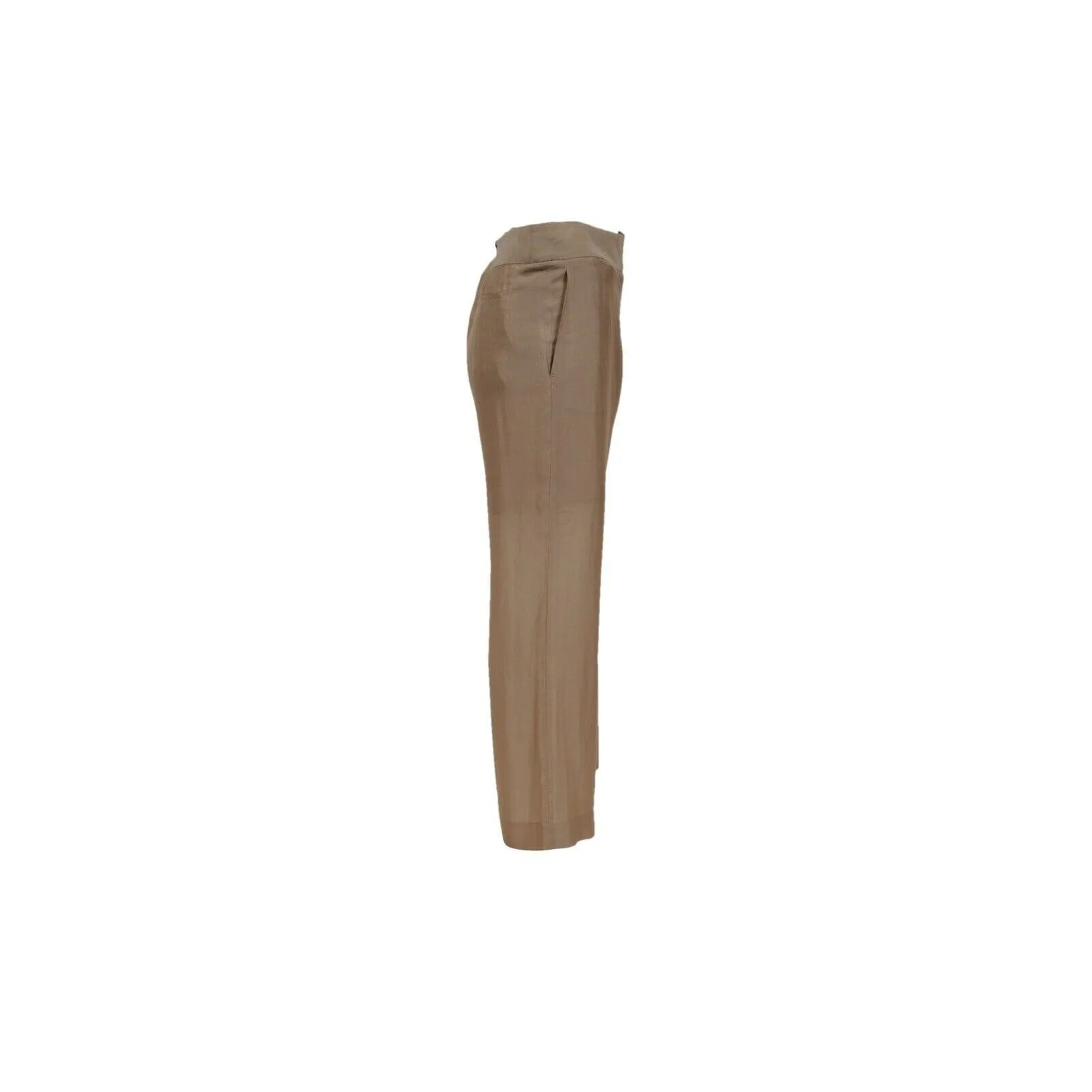 Wide Zipped Pants US 8 IT 44 Brown Silk Flowy Trousers