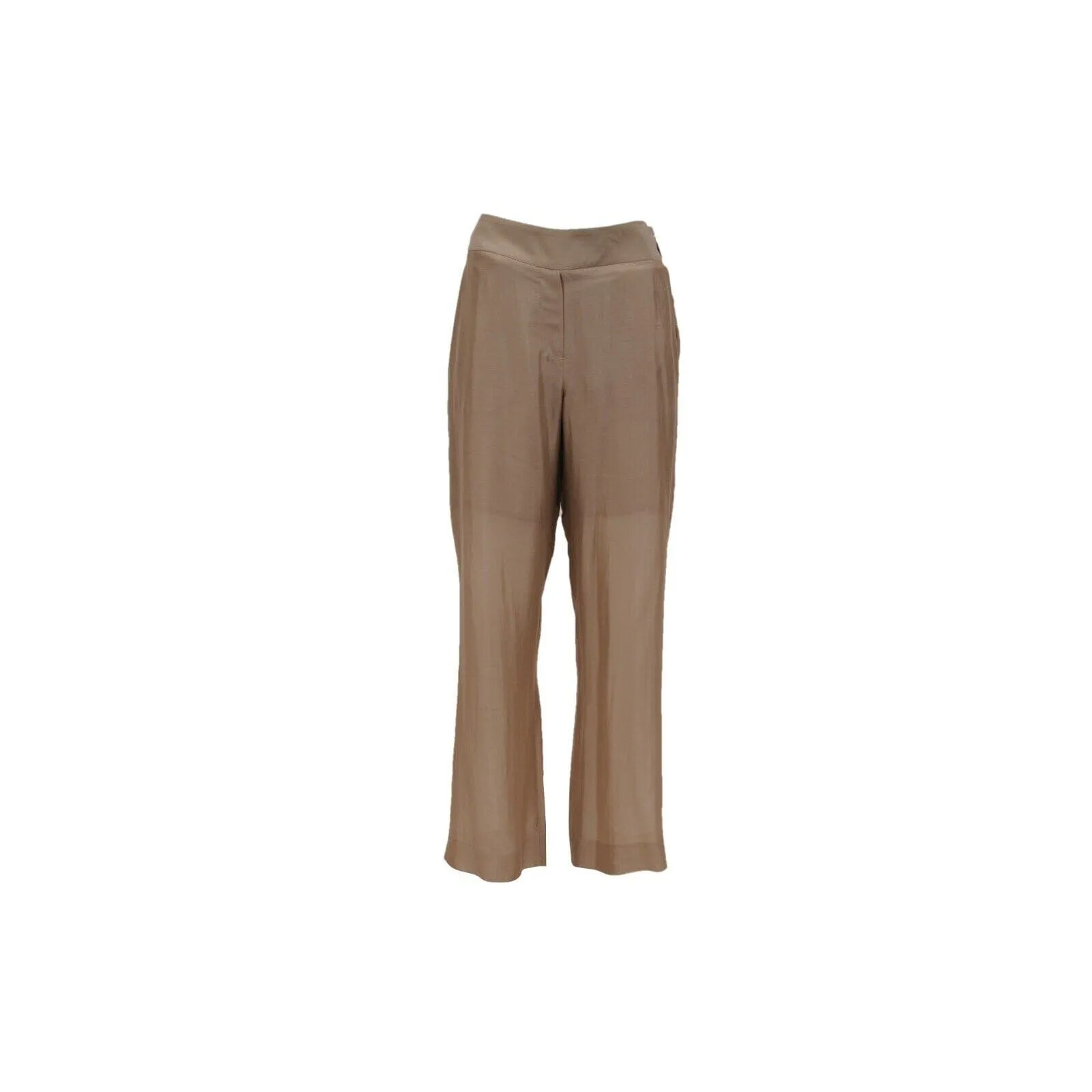 Wide Zipped Pants US 8 IT 44 Brown Silk Flowy Trousers
