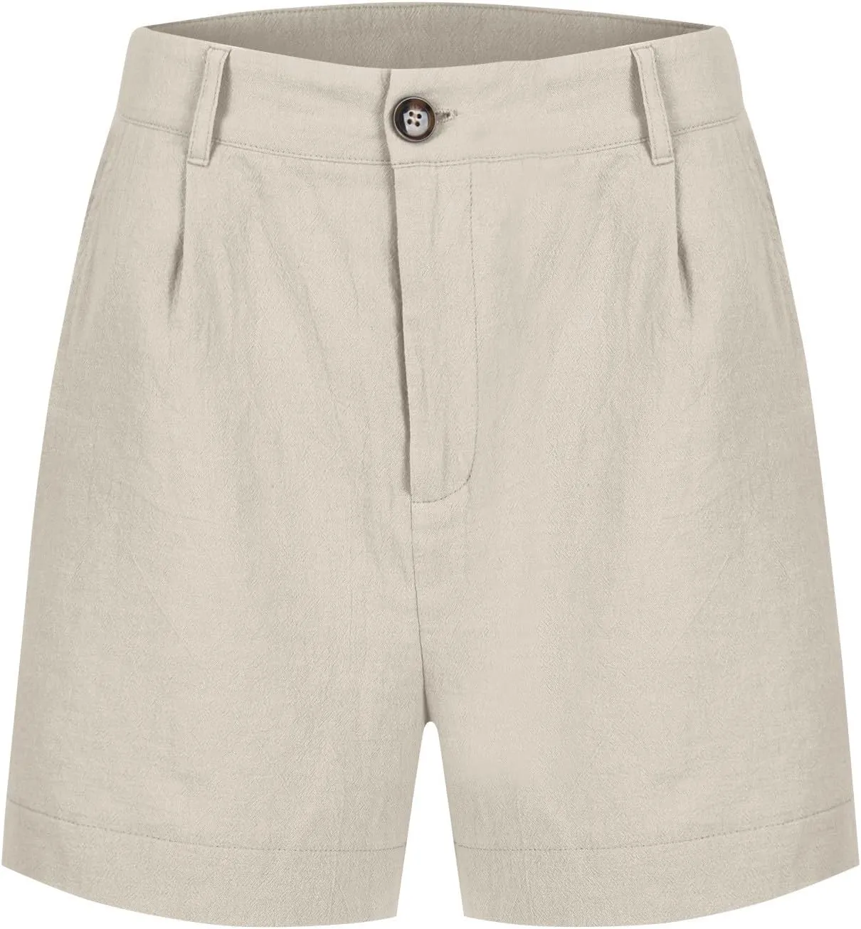 Womens Linen Shorts Casual Baggy Wide Leg Elastic High Waisted Shorts Business Dressy Work Short Trousers with Pocket