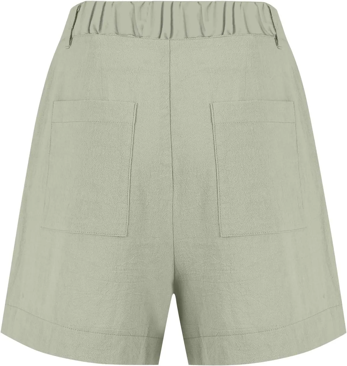 Womens Linen Shorts Casual Baggy Wide Leg Elastic High Waisted Shorts Business Dressy Work Short Trousers with Pocket