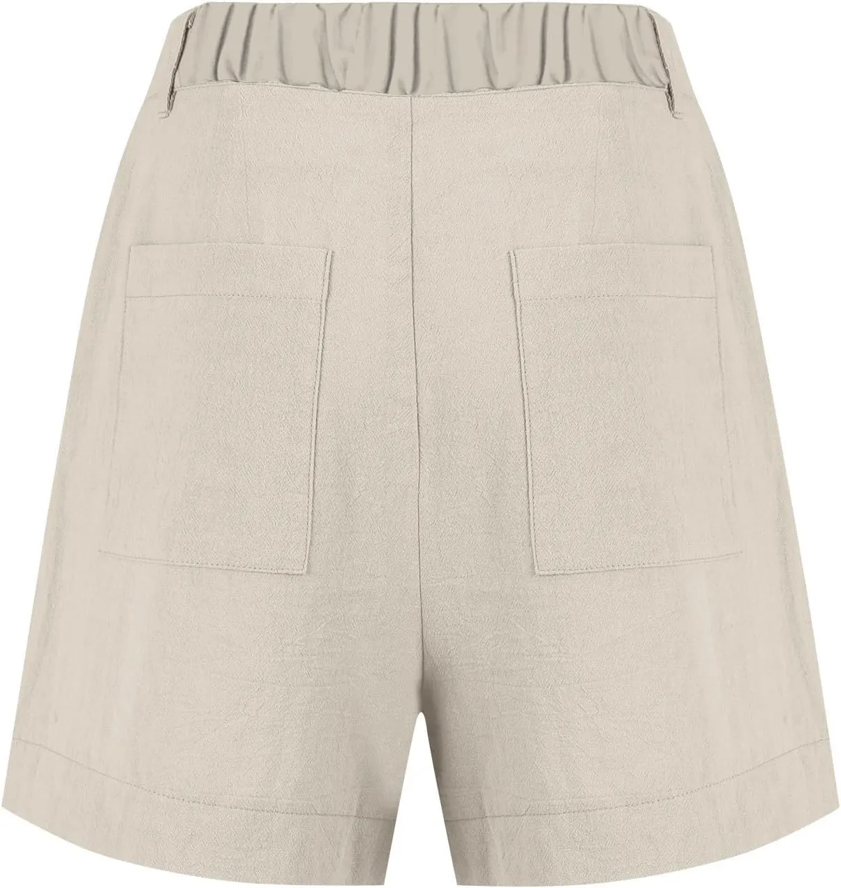 Womens Linen Shorts Casual Baggy Wide Leg Elastic High Waisted Shorts Business Dressy Work Short Trousers with Pocket