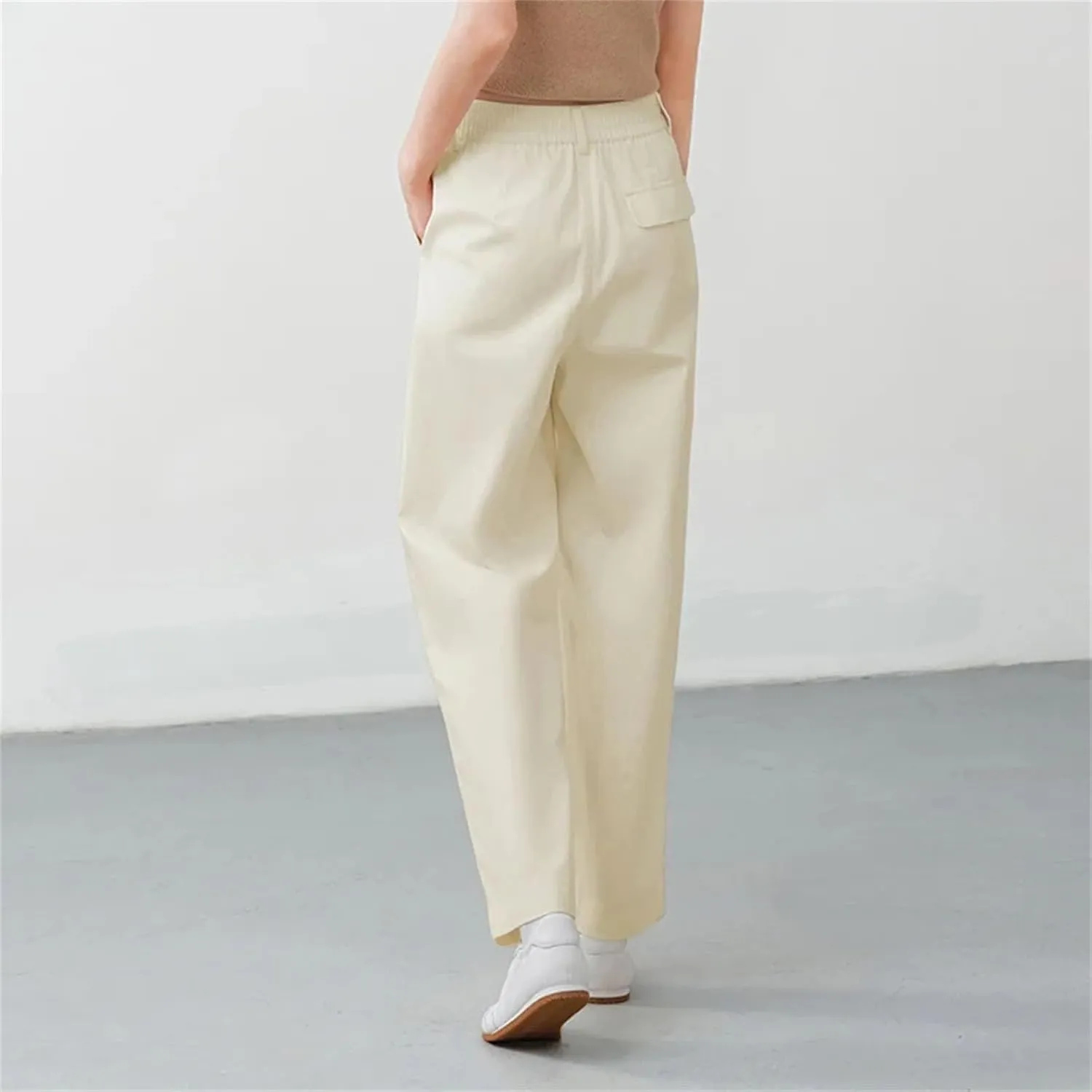 Women's Pleated Wide Leg Pants - Tapered Fit & Office-to-Casual Versatility