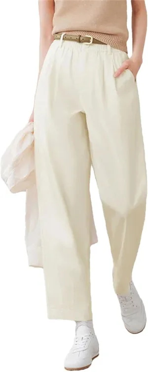 Women's Pleated Wide Leg Pants - Tapered Fit & Office-to-Casual Versatility