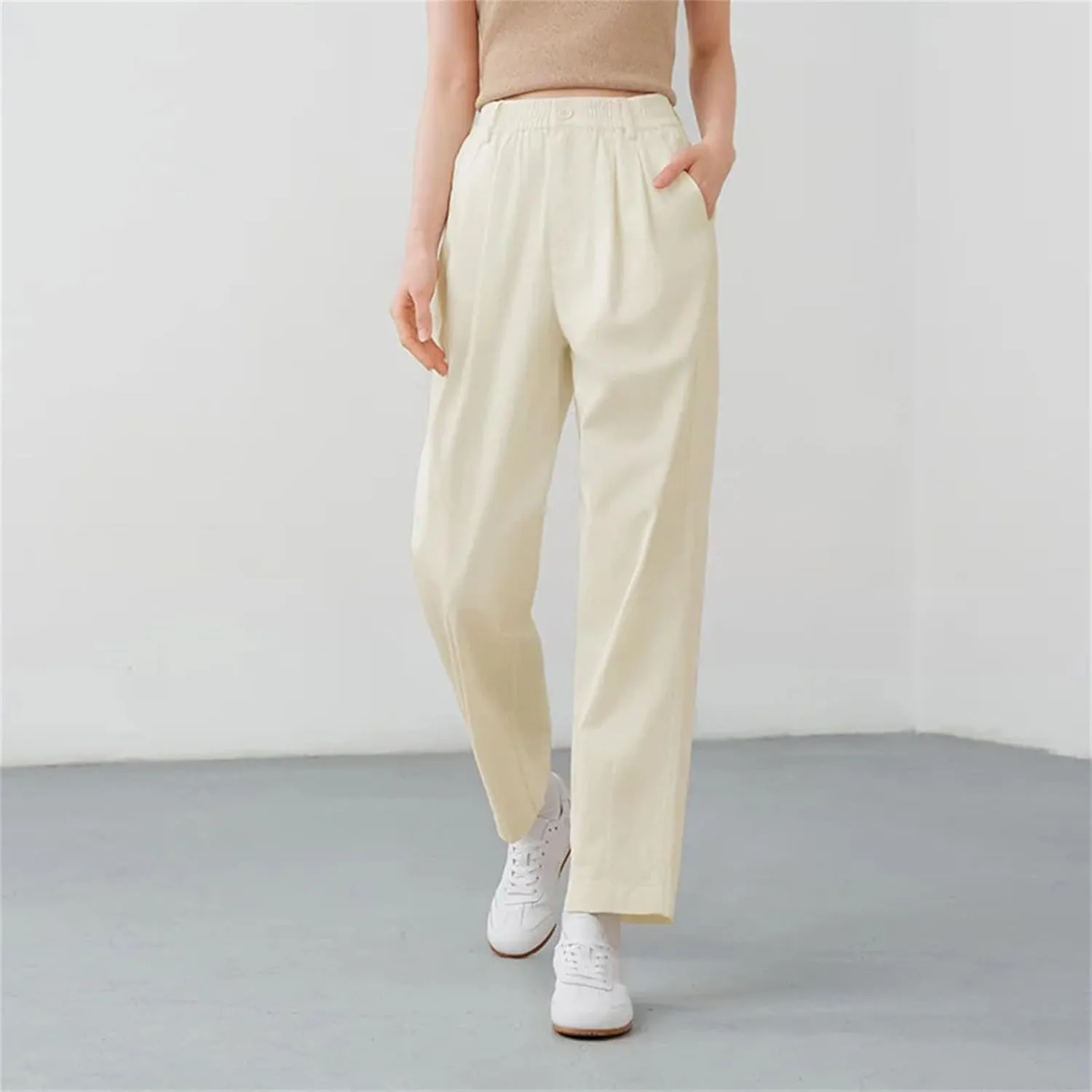 Women's Pleated Wide Leg Pants - Tapered Fit & Office-to-Casual Versatility
