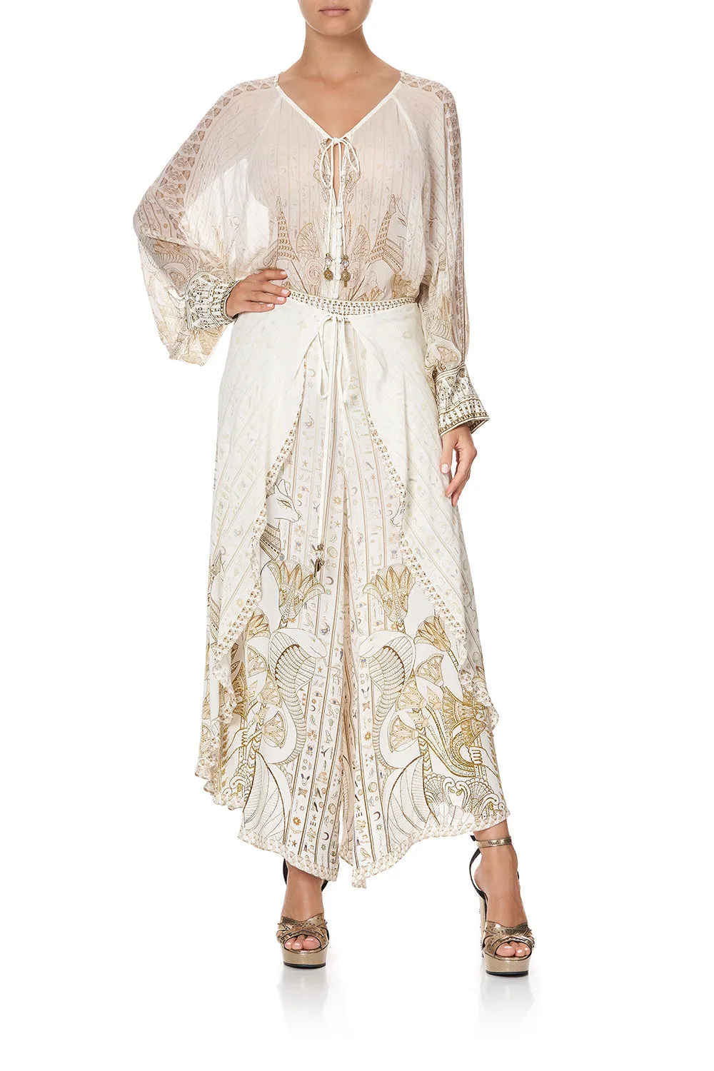 WRAP FRONT SHAPED HEM PANT THE QUEENS CHAMBER